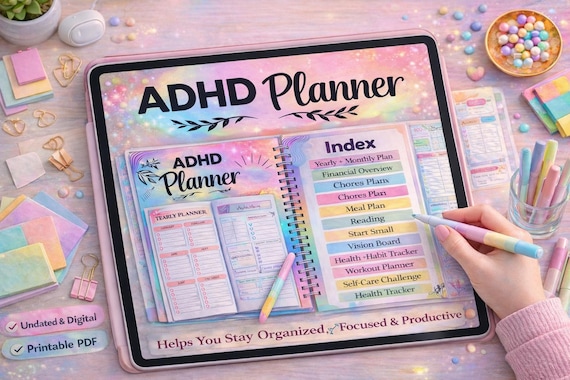 ADHD Planner: Digital & Printable, Neurodivergent Mind Friendly All-in-one ADHD planner 2026 Bundle Ultimate ADHD