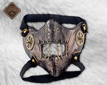 Halloween Steampunk Leather Mask -  For Men Women Cosplay Costume Accessories - M08-LeatherShopbyZen