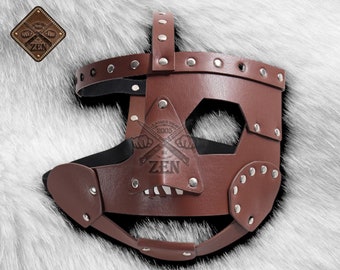 Medieval Warrior Gladiator Leather Mask Cosplay Halloween -  For Men Women Cosplay Costume Accessories - M11-LeatherShopbyZen