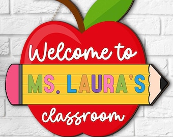Personalized Teacher Door Sign, Teacher Door Sign Gifts, Custom Teacher Door Hanger, Back To School, Classroom Decor, Teacher Name Sign