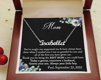 Mother of The Groom Necklace from Son Gift Wedding Necklace for Mum of Groom Personalized from Son To Mom, Groom To Mom Gift on Wedding Day