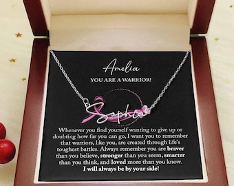 Custom Name Necklace Gift for Breast Cancer Warrior/Breast Cancer Awareness Gift/Cancer Survivor Gift for Her/Recovery Gift for Breast Cance