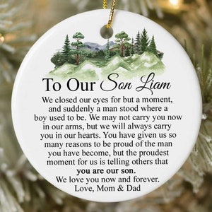 Personalized I Closed My Eyes Son Ornament, Sentimental Keepsake Gift for Son, Gift for Son from Mom and Dad, Christmas Gift from Mom
