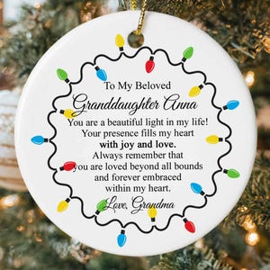 Granddaughter Christmas Ornament, Personalized Granddaughter Ornament 2024, Grandma to Granddaughter, Gift from Grandparents