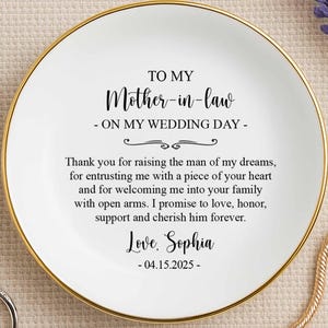 Personalized Ring Dish Gifts for Mother-in-Law/Mother of the Groom Gift/Gift from Bride/Bonus Mom Gift Wedding/Thank You For Raising The Man