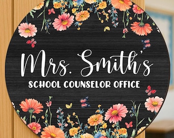 Personalized Teacher Flower Sign Classroom Decor, Teacher Door Sign, Wildflower Teacher Name Door Sign, Back To School Gift for Teacher
