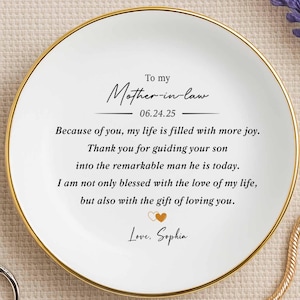 Custom Trinket Tray For Mother In Law Gift, Mother Of The Groom Gift, Personalized Ring Dish Mom Gift From Bride Bonus Mom Gift Wedding Gift
