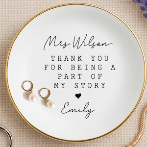 Personalized Teacher Thank You Ring Dish, Teacher Appreciation Gift, Custom Teacher Jewelry Tray, Trinket Dish Gift for Teacher Mentor Coach