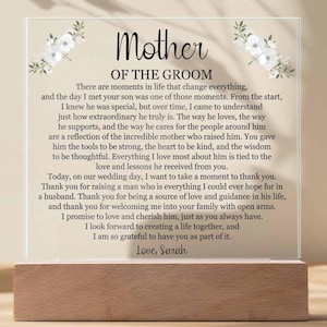 Mother Of The Groom Plaque Gift, Mother Of The Groom on Wedding Day Gift, Mother In Law Gift from Bride, Bride to Mother of the Groom Gift