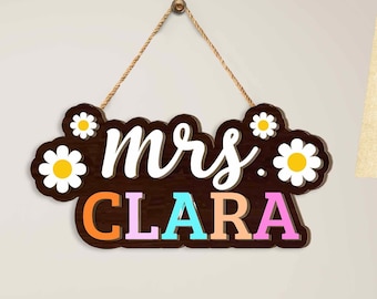 Custom Teacher Door Hanger, Teacher Name Sign, Personalized Teacher Gift, Custom Teacher Appreciation Gift Wood Teacher Sign/3D Teacher Sign