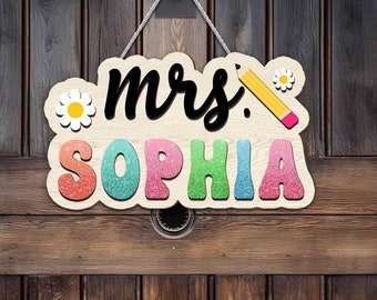 Personalized 3D Teacher Signs, Teacher Door Hanger, Classroom Decor, Back to School Gift, Teacher Gifts, First Day Of School