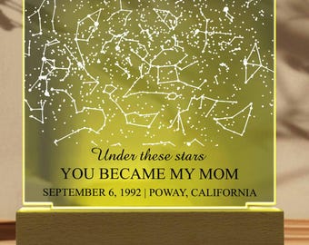 Custom Night Sky Acrylic Plaque Gift for Mom, The Day You Became My Mom/Mom Mother's Day Gift/Mom First Mother's Day Gift/Mom Birthday Gift