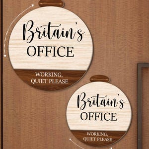 Personalized Work From Home Privacy Sign, Do Not Disturb Sign, Please Knock, Come In, Office Door Sign, Work Status Nameplate Sign