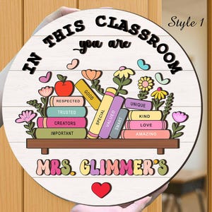 Personalized 3D Teacher Door Hanger, Floral Teacher Name Door Hanger, Teacher Door Sign, Teacher Name Sign, Back To School Gift For Teacher