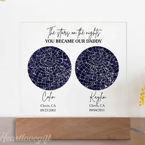 Daddy Gift on Father's Day, Star Map / Night Sky Acrylic Sign for Dad, The Day You Became My Dad Gift from Children, Dad Birthday Present