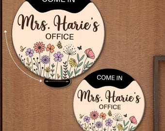 Personalized Office Door Sign, Back To School Teacher Gift, Custom Rotating Teacher Name Sign/Spinning Teacher Hanging Sign/Office Door Sign