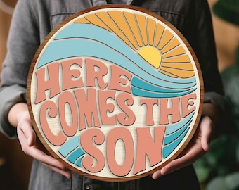 3D Here Comes The Son Baby Shower Sign, Boy Favor Door Sign, Thank You Sign Baby Shower Favors, Sunshine Sign for Baby, Nursery Sign Sign