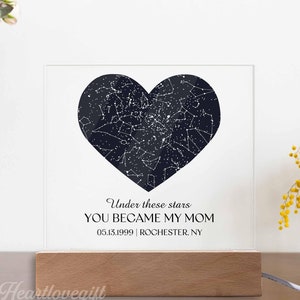 The Day You Became My Mom Gift - Custom Night Sky Acrylic Plaque for Mother Birthday/Mother's Day Present for Mom/Mom First Mothers Day Gift