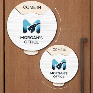 Personalized Rotating & Spinning Office Privacy Sign with Custom Messages, Work Status Nameplate Sign, Office Door Sign In A Meeting