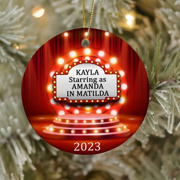 Theater ornament/Actor Actress Performer Christmas Ornament/Personalized Broadway Ornament/Personalized now Playing Ornament/Theater Marquee