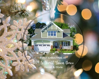 Personalized New Home Photo Ornament, New Home Christmas Ornament, Custom House Ornament, Housewarming Gift, Realtor Closing Gift