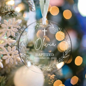 Personalized Cross Acrylic Ornament, Baptism Gift for Girl, Ornament Gift for Goddaughter, Christening Keepsake Ornament Gift for Girl 2024