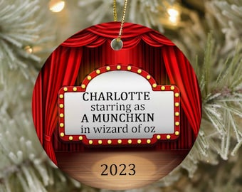 Theater ornament/Actor Actress Performer Christmas Ornament/Personalized Broadway Ornament/Personalized now Playing Ornament/Theater Marquee