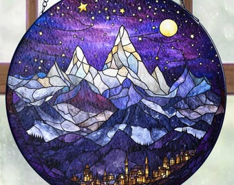 Night Court stained Glass Suncatcher, Night Court Glass Window Hanging, Book Lover Gift, Bookshelf Decor Gift for Her, Fantasy Reader Gift