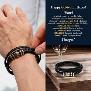 Happy Golden Birthday Gift for Him, Golden Birthday Gift Him, Bracelet for Golden Birthday, Personalized Men Golden Birthday Present