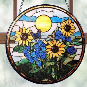 Faux Stained Glass Monarch Butterfly Flower Suncatcher/Butterfly Flower Gift, Butterfly Window Hangings for Garden, Butterfly Gift for Lover
