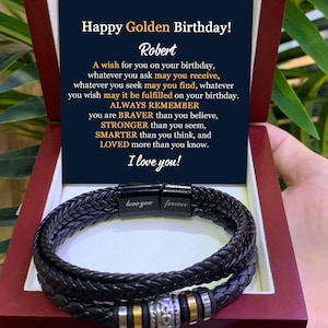 Happy Golden Birthday Gift for Him, Golden Birthday Gift Him, Bracelet for Golden Birthday, Personalized Men Golden Birthday Present