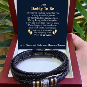 Daddy To Be Leather Bracelet Gift from Bump, Father To Be Gifts, Soon To Be Dad Gift on Fathers Day, Expecting Dad Gift Ideas from Baby