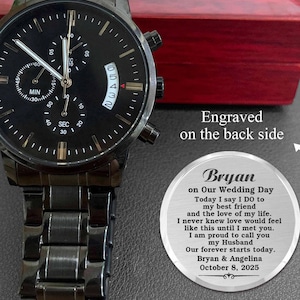 Groom Gift from Bride on Wedding Day, Engraved Watch for Groom, Personalized Groom Watch, Bride To Groom Wedding Gift, Husband To Be Gifts