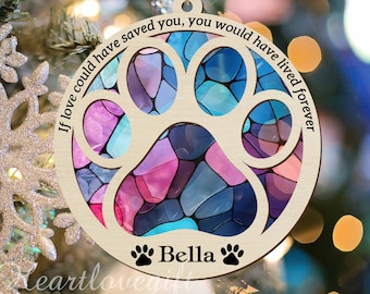 Dog Memorial Suncatcher/Loss of Pet Sympathy Gift/Memorial Suncatcher Ornament/Paw Design Personalize with Name/Pet Memorial Suncatcher Gift