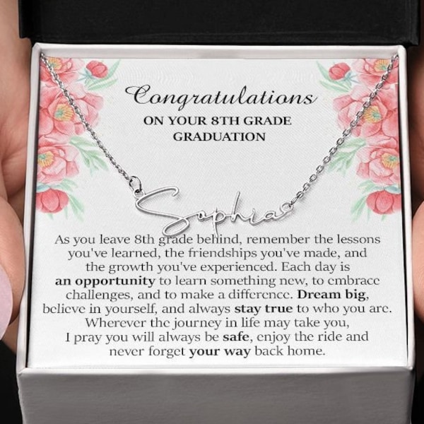 8th Grade Graduation Gifts for Girl, Junior Graduation Present, Gift for High Middle School Graduation, Graduation Necklace for 8th Grade