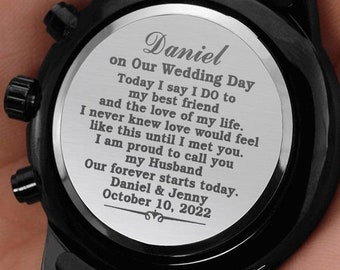 Groom Gift from Bride on Wedding Day, Engraved Watch for Groom, Personalized Groom Watch, Bride To Groom Wedding Gift, Husband To Be Gifts