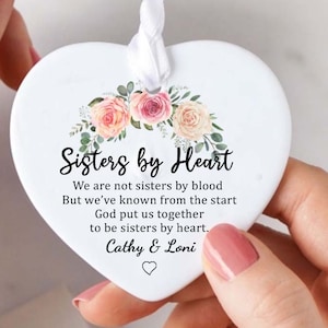 Soul Sisters Ornament Gift, Custom Friendship Gift, Personalised Ceramic Heart Ornament, Friend Birthday, Sisters by Heart, Best Friend Gift