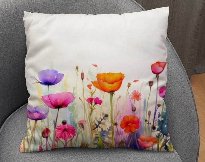 Wildflowers Pillow/Floral Accent Pillow/Cottagecore Home Decor/Flowers Posies Pansies Pillow/Wildflowers Pillow Gift for Friend