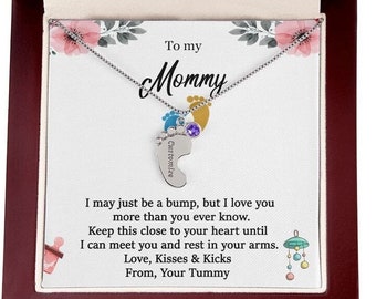 To My Mommy Baby Feet Necklace, First Mother's Day Gift from Baby, Mothers Day Gift for Mom To Be, Expecting Mom Pregnancy Gift