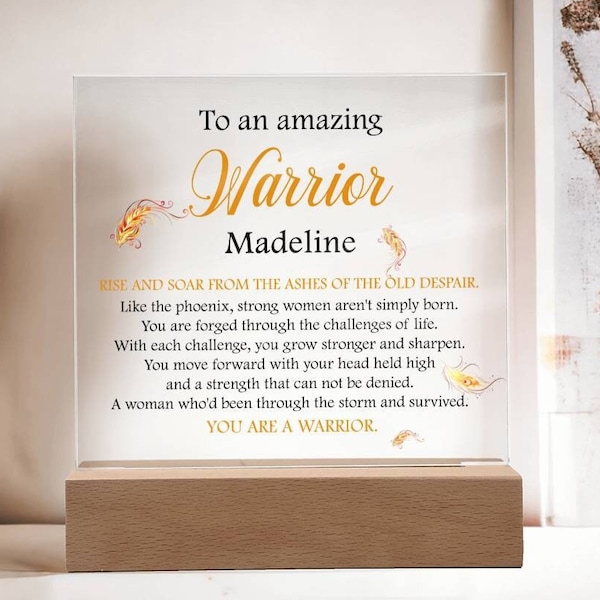 Personalized Warrior Acrylic Plaque for Woman/Warrior Gift for Best Friend/Cancer Survivor Gift for Her/Chemo Care Gift/Cancer Survivor Gift