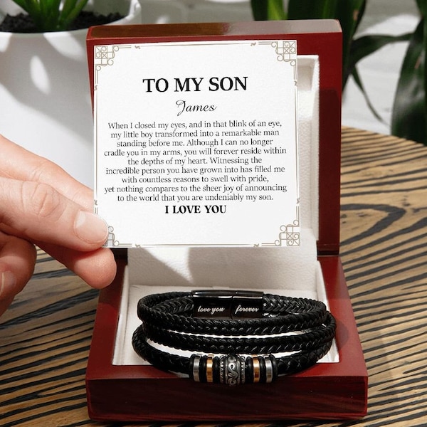 Meaningful Leather Bracelet for Son, Personalized Gift for Son from Mom, Father To Son Bracelet, Son Birthday Present, Jewelry for Son Gift