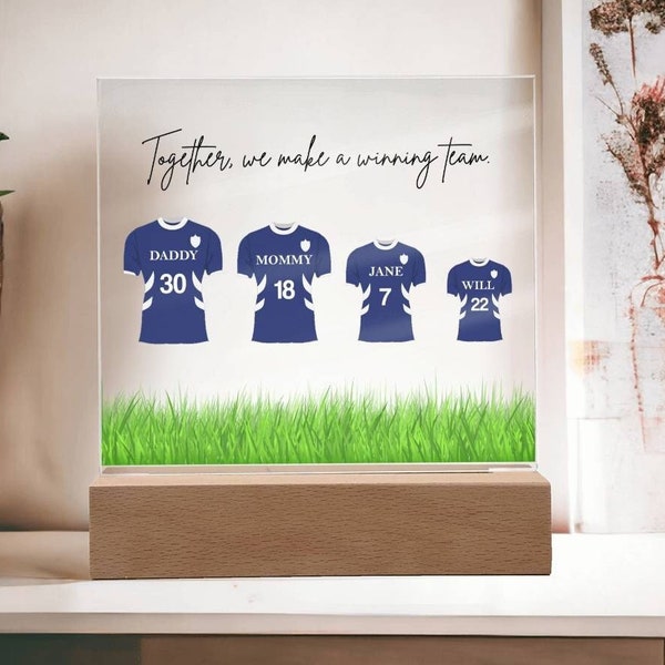 Personalized Football Shirt Family Acrylic Plaque, Fathers Day Gift for Dad, Custom Football Gift, Birthday Present for Dad Plaque