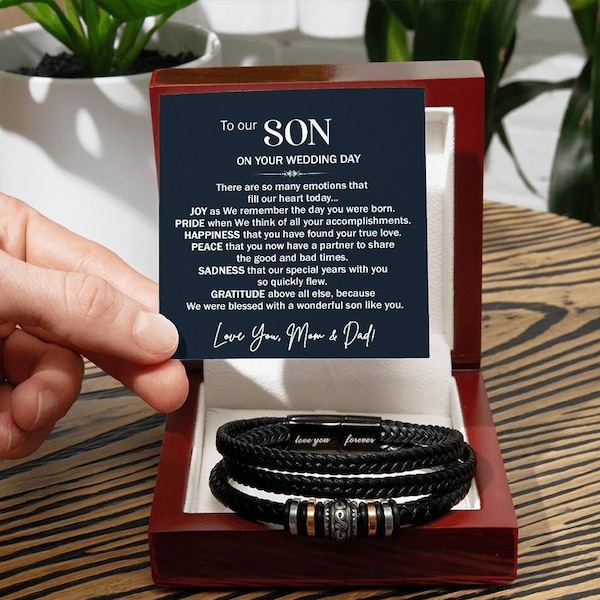 Son Wedding Bracelet, Son Gift On His Wedding Day, Gift for Groom from Mom, Mother To Son Wedding Gift, Son Getting Married Gift from Mother