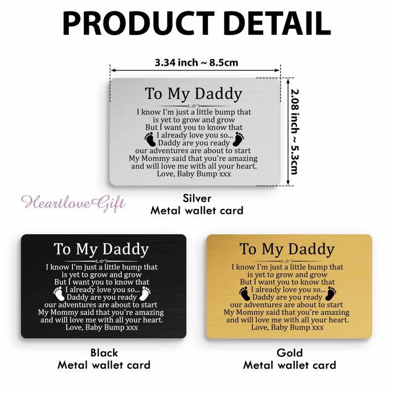 To My Daddy Gift from Bump Wallet Insert Card, Father's Day Gift for Dad To Be from Baby Bump/Pregnancy Gift for Dad/Expecting Dad Gift image 2