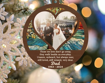 Personalized Memorial Photo Suncatcher, Loss of Father Gift, Dad Memorial Gift, Remembrance Gift, In Loving Memory Gift, Loss of Loved One