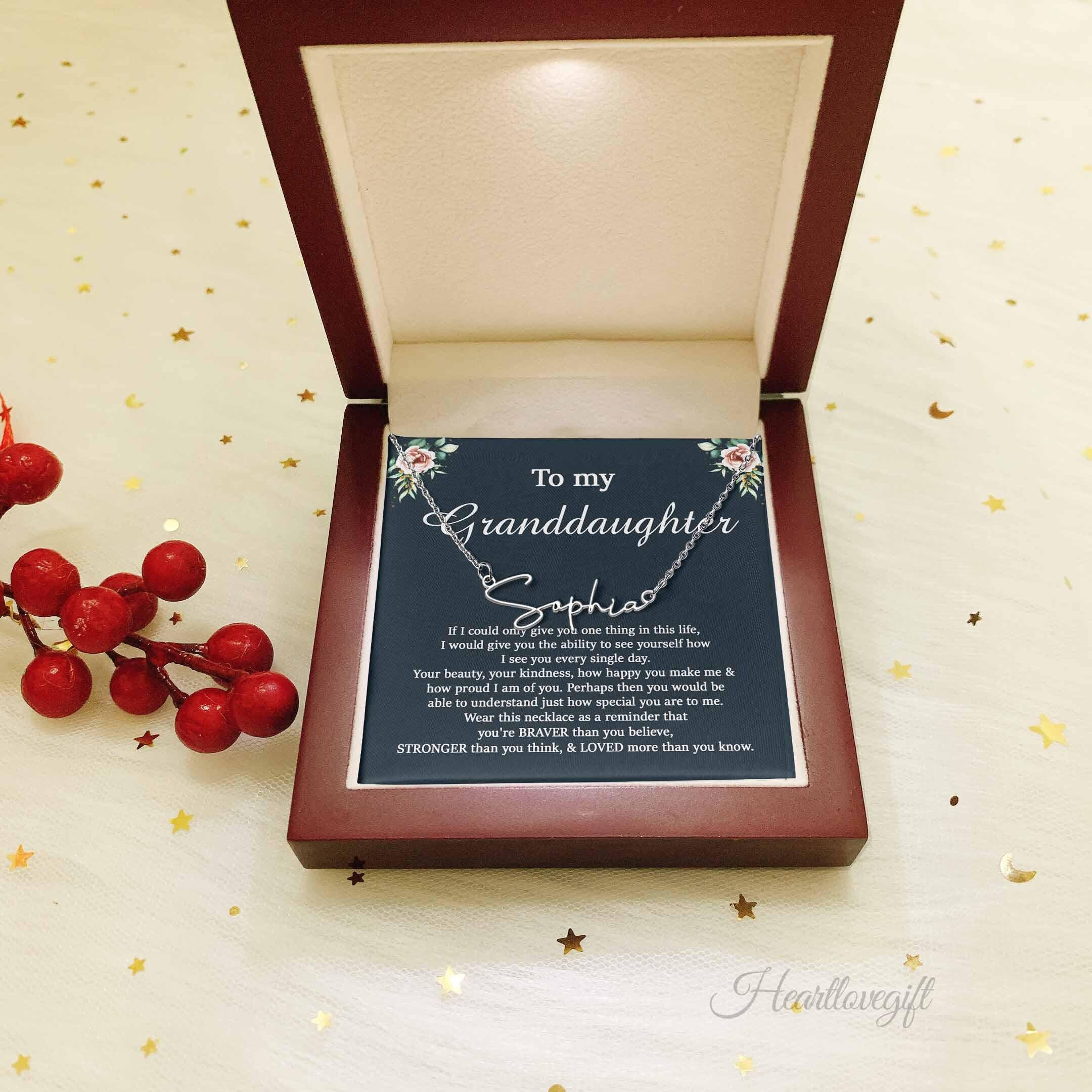 To My Granddaughter Necklace/Christmas Gift for Granddaughter from Grandpa/Grandma/Birthday Granddaughter Gift/Granddaughter Name Necklace
