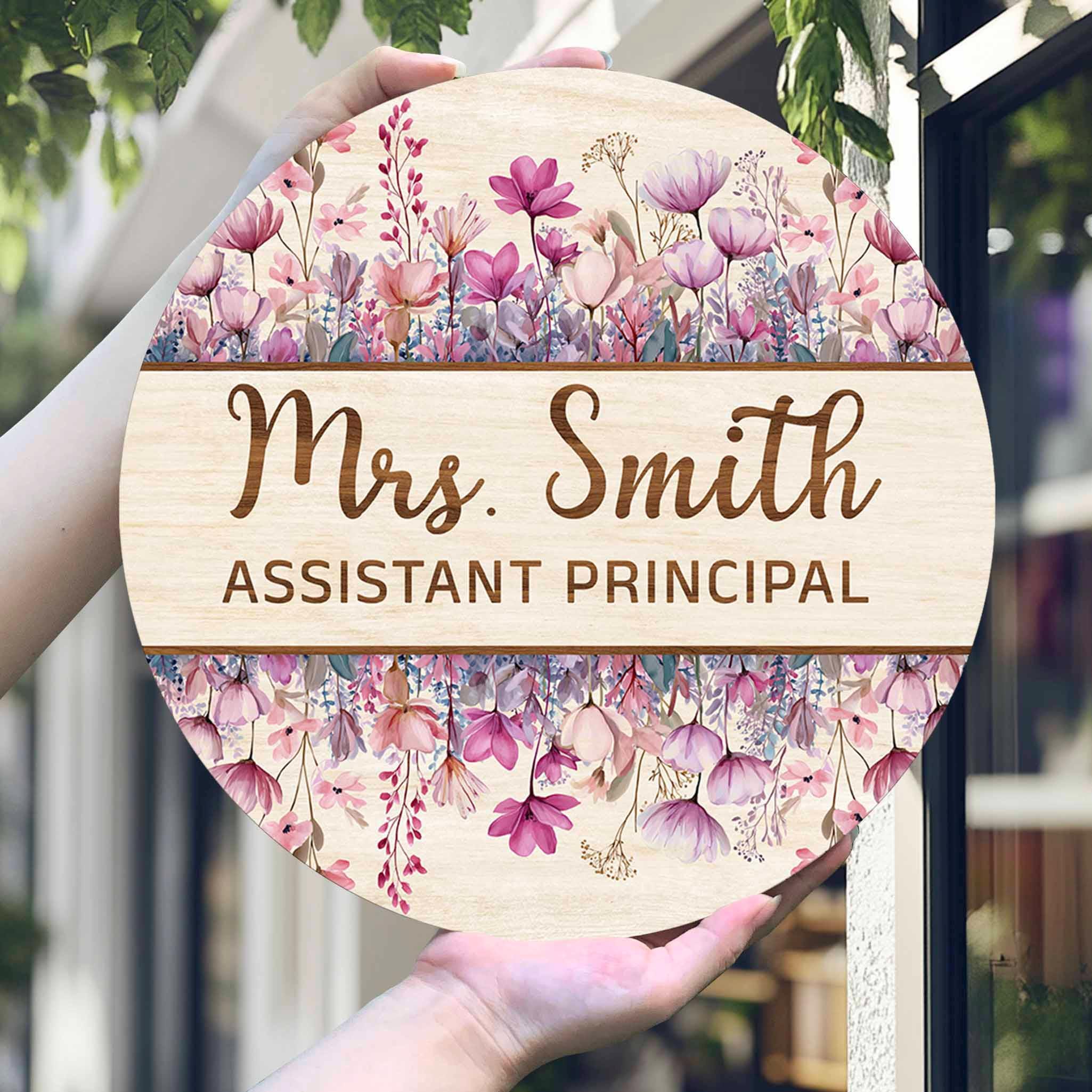 Assistant Principal Door Sign, Classroom Door Decor Gift for Teacher, Office Door Decor Sign/Welcome To Our Classroom Sign, Flower Door Sign