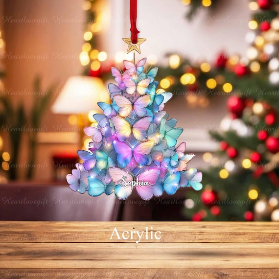 Personalized Butterfly Christmas Ornament 2025, Custom Name Butterfly Christmas Tree Decor, Xmas Gift for Butterfly Lover, Daughter Ornament