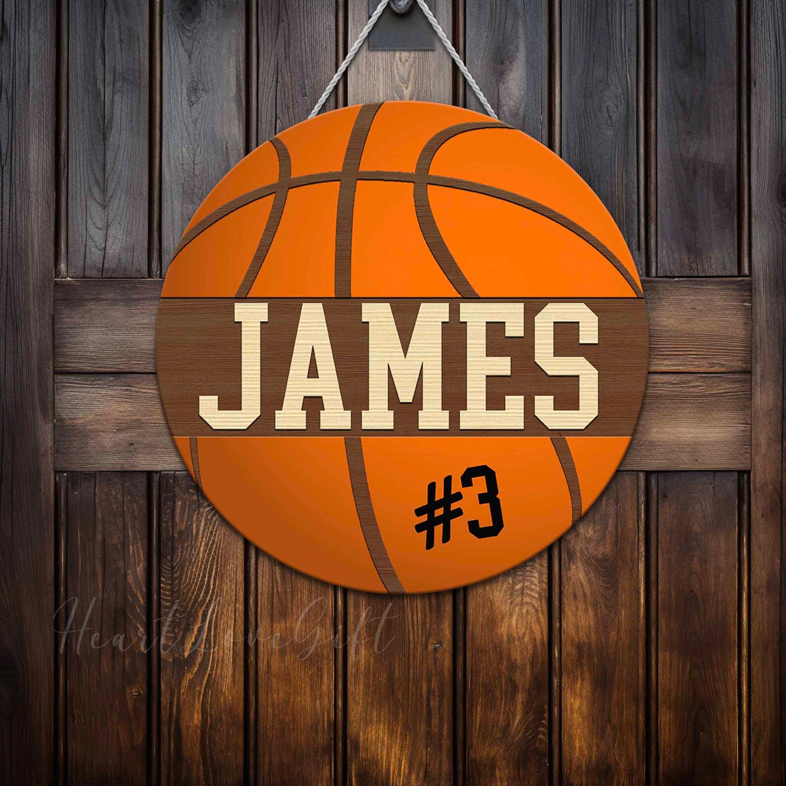 Personalized Basketball Door Sign, Kids Room Sign, Round Wood Sign ...