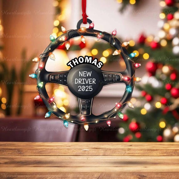 New Driver Ornament 2025, Steering Wheel Christmas Ornament, Custom New Driver Acrylic Ornament, First Teenager Car Christmas Ornament